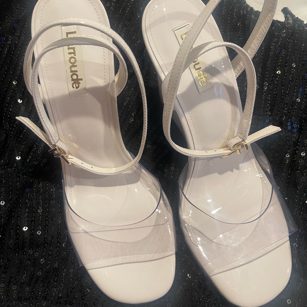 Larroude Elegant White Strappy Heels